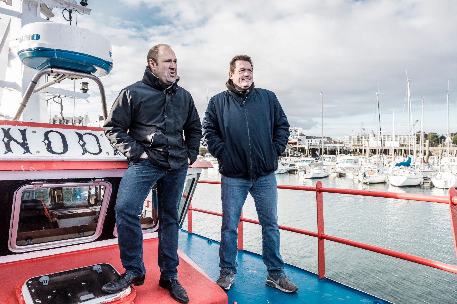 Stéphane Gervier (patron-pêcheur à Quiberon) & Franck Duchateau (conseiller du Crédit Maritime à l’agence de Quiberon)