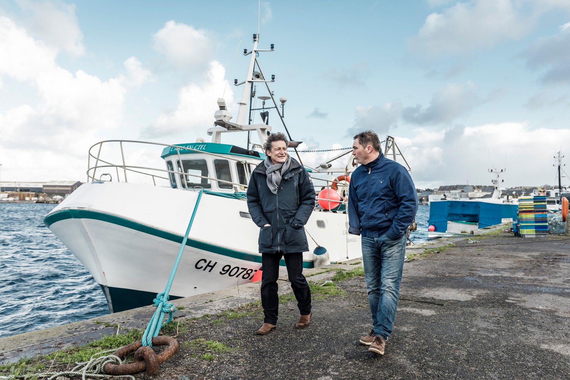 Richard Pellerin (Pêcheur à Cancale et armateur de l’Arc-en-Ciel et de l’Itasca) & Philippe Renan (directeur de la filière maritime du Crédit Maritime Bretagne-Normandie, à Saint-Malo et à Saint-Brieuc)